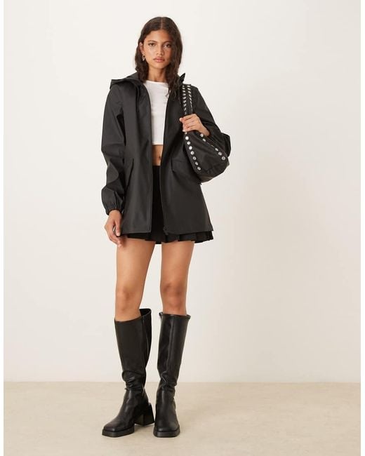 Jdy Gray Longline Hooded Raincoat