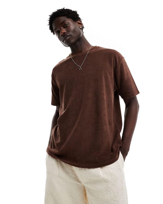 T-shirt décontracté en tissu éponge - marron ASOS pour homme en coloris Brown