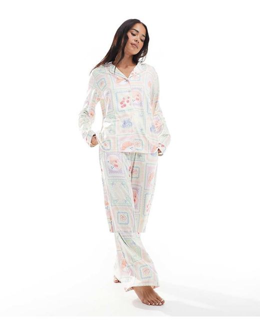 Threadbare White Tile Print Pyjama Set