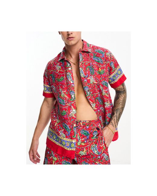 Polo Ralph Lauren – kurzärmliges hemd aus leinen in Red für Herren