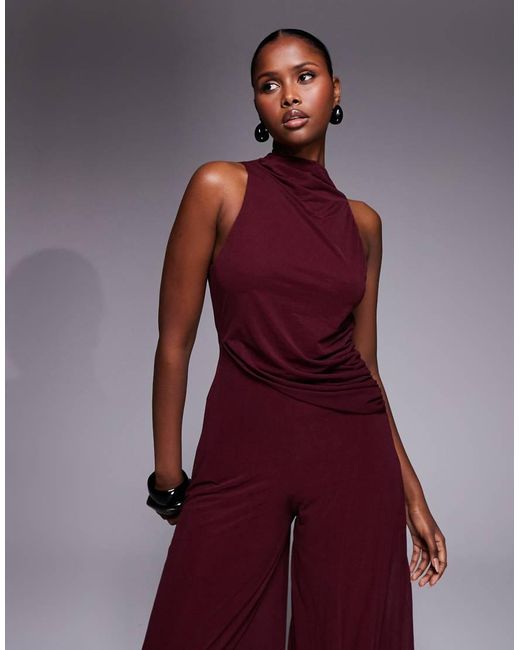 ASOS Purple Peplum Balloon Trouser Jumpsuit