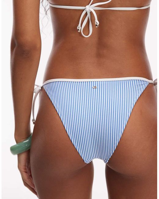 Tommy Hilfiger Blue Embroidered Side Tie Bikini Bottoms