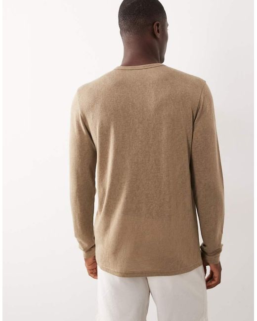 ASOS Brown Regular Fit Long Sleeve T-shirt With Henley Neck for men