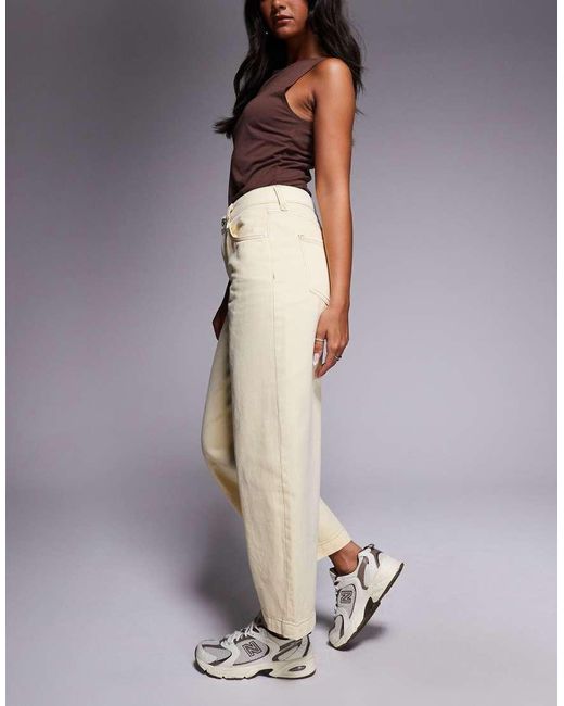 River Island Jeans Met Hoge Taille En Wijde Ronde Pijpen in het Natural