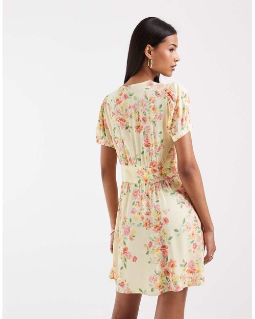 Vero Moda Natural Button Front Detail Tea Style Mini Dress