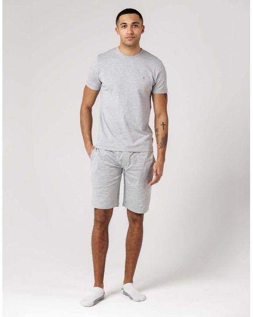 French Connection White Cotton T-Shirt And Shorts Co-Ord Set for men