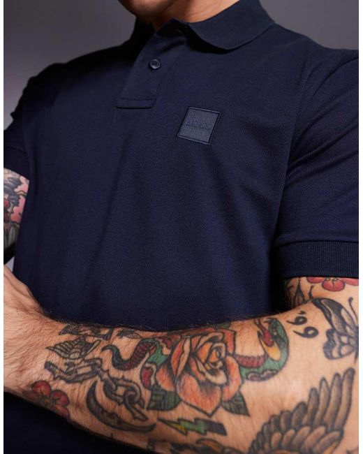 Boss Blue Passenger Tonal Logo Pique Polo Slim Fit for men