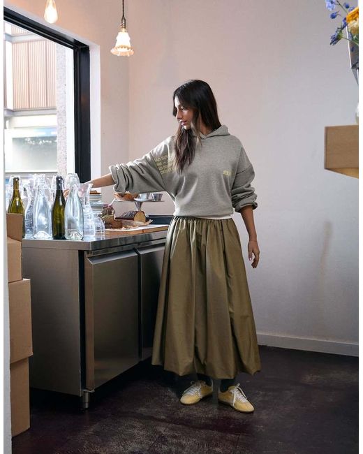 Bershka Green Balloon Midi Skirt