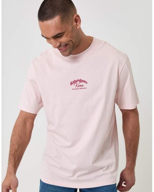 Threadbare Pink Relaxed Fit Graphic Cotton T-Shirt for men