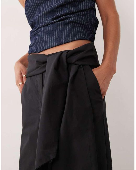 Mango Blue Tie Waist Tailored Pants