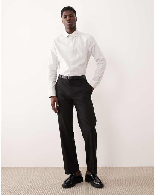 ASOS White Slim Fit Dress Shirt With Raised Texture for men
