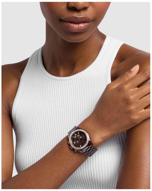 Michael Kors Brown Lexington Chronograph Ceramic Watch