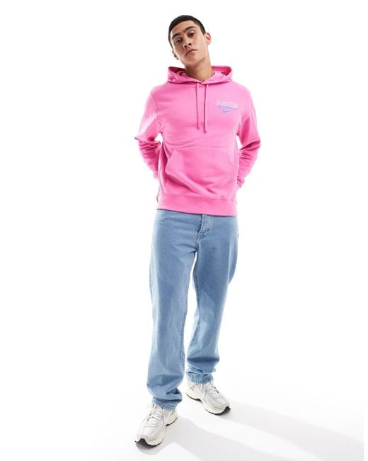 Sudadera con capucha y estampado gráfico en la espalda Nike de hombre de color Pink