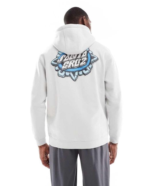 Santa Cruz White Regular Fit Graphic Logo Hoodie With Back Print for men