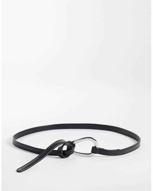Mango Black Slim Belt With Statement Buckle
