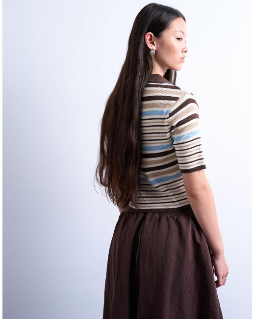 TOPSHOP White Knitted Collared Polo