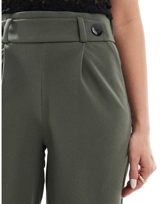 Jdy Green High Waisted Crop Wide Fit Tailored Trousers