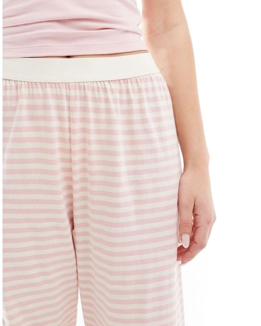 ASOS Pink Mix & Match Pyjama Trouser With Exposed Waistband And Picot Trim