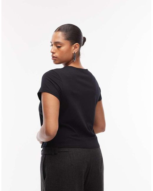 ASOS Blue Asos Design Curve Cotton Square Neck Cap Sleeve Top