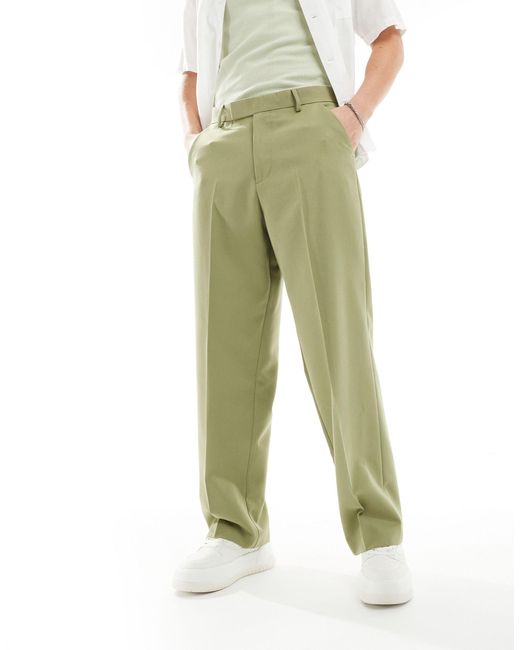 ASOS Green Smart Wide Leg Trousers for men