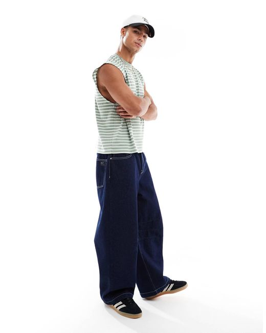 ASOS – kastiges oversize-tanktop in Blue für Herren