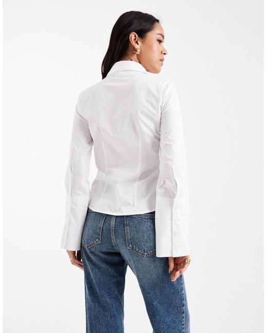 ASOS White – figurbetontes hemd mit breiten manschetten