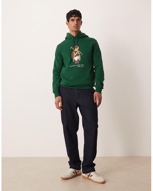 Polo Ralph Lauren Green Society Bear Print Hoodie for men