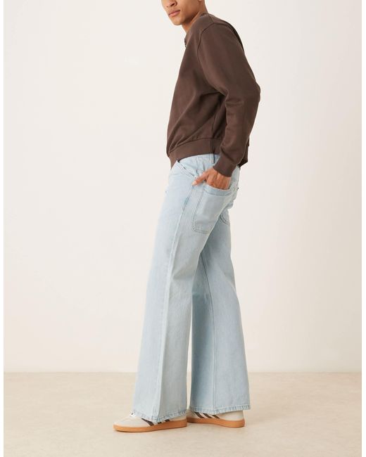ASOS Blue Wide Flare Jeans for men