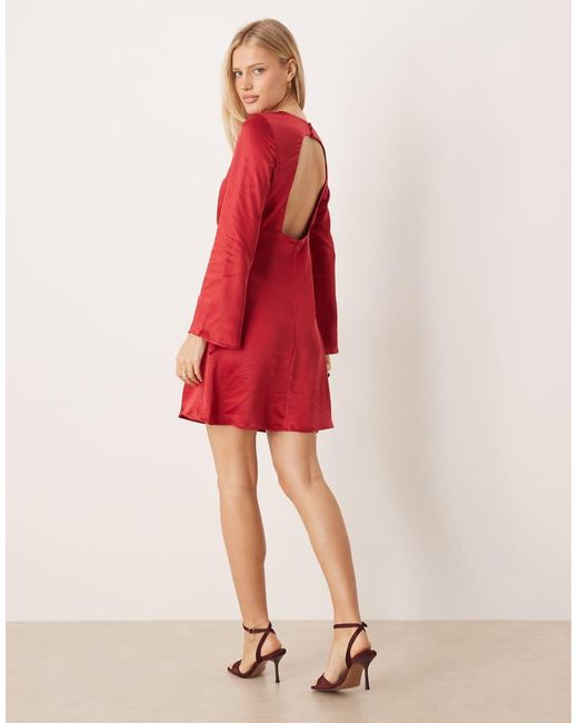 Y.A.S Pink Open Back Satin Mini Dress