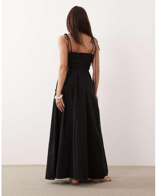 ASOS Black Asos Design Petite Faith Beach Shirred Maxi Dress