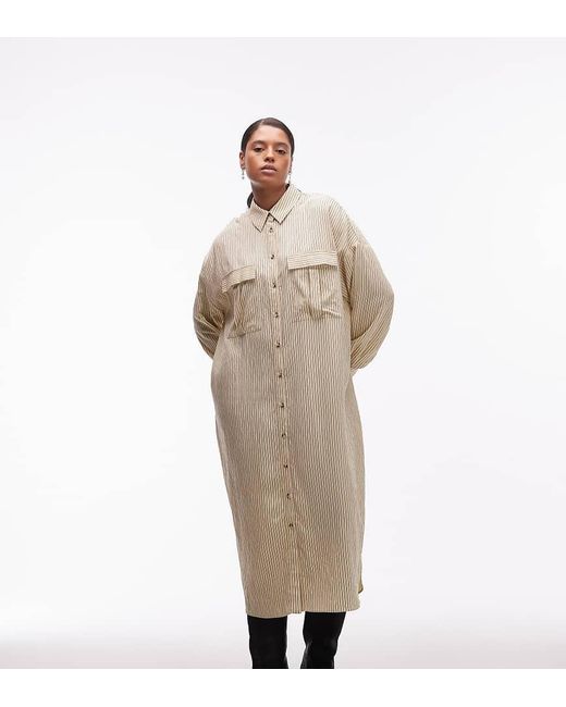 ASOS Natural Asos Design Curve Relaxed Shirt Maxi Dress With Pockets