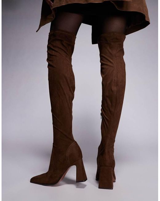 ASOS Brown Kira Chisel Toe Over The Knee Boots