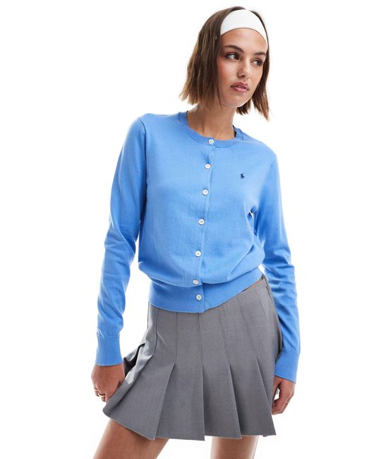 Polo Ralph Lauren Blue – strickjacke aus pima-baumwolle mit logo
