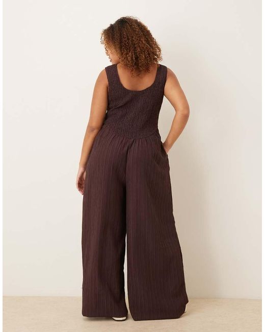 ASOS Brown Asos Design Curve Scoop Neck Crinkle Jumpsuit