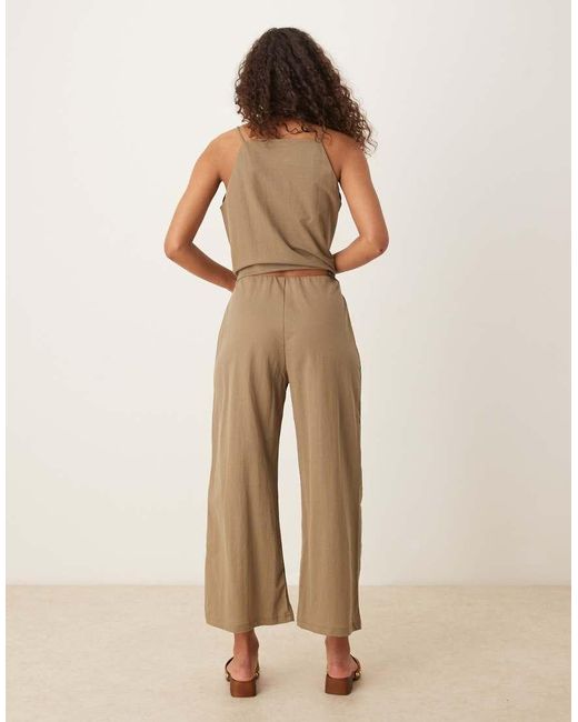 Mango Natural Linen Mix Elasticated Waist Wide Leg Trouser Co-ord