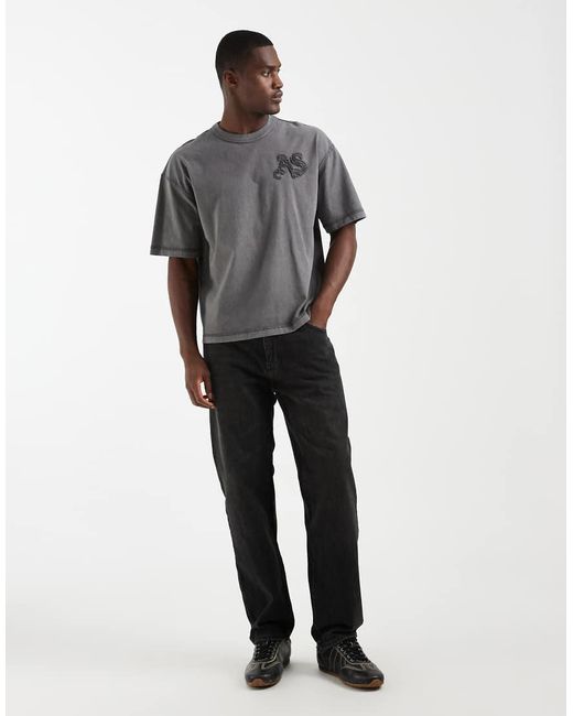 AllSaints Gray Insigna Embroidered Large Logo T-shirt for men