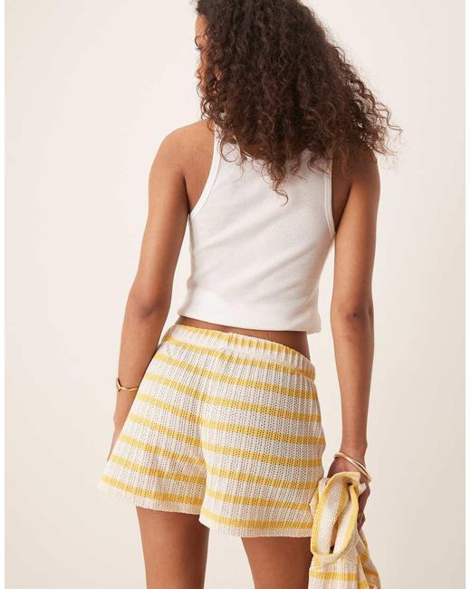 Pantaloncini Gialli E Bianchi A Righe di ASOS in Natural