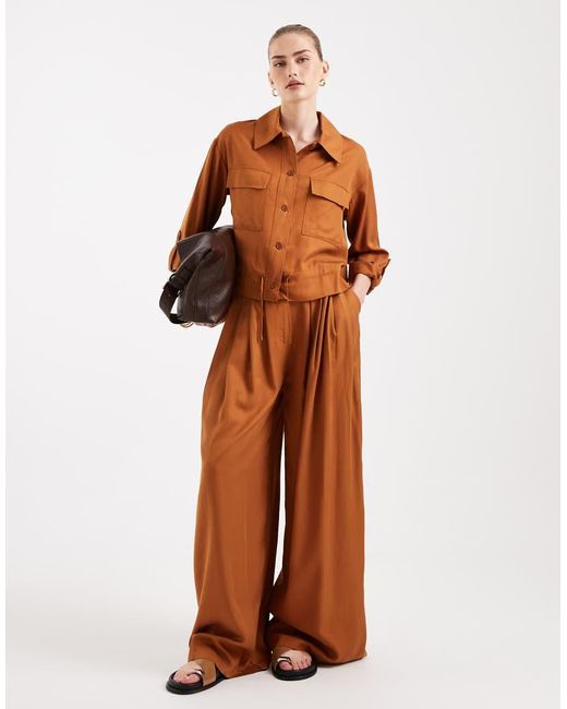 ASOS Brown Soft Textured Utility Shirt Co-Ord