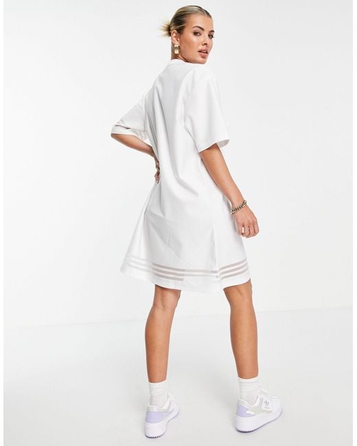 adidas Originals Bellista Logo T-shirt Dress in White | Lyst UK