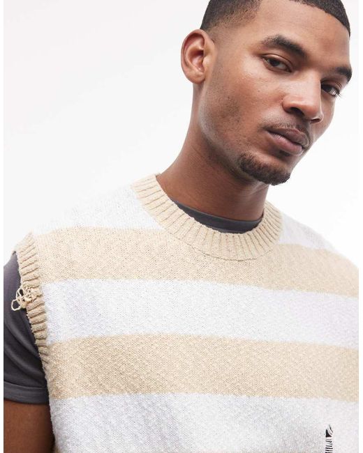 Weekday White Striped Knitted Vest for men