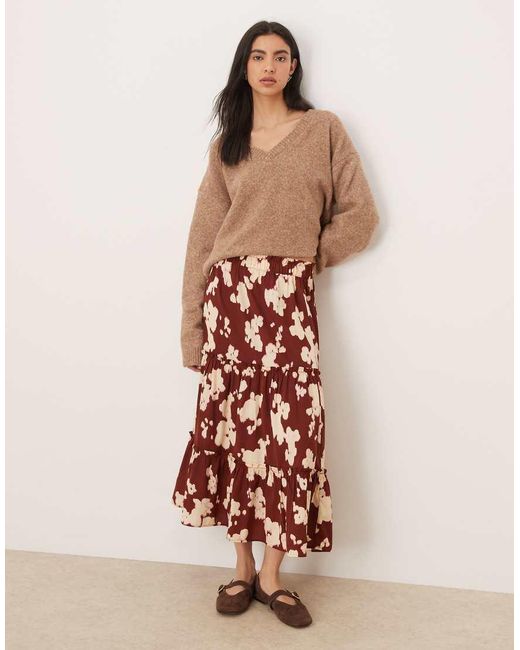 Wednesday's Girl Natural Tiered Floaty Midi Skirt