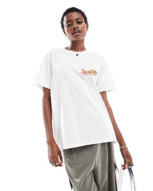 T-shirt classique avec imprimé spritz orange ASOS en coloris White