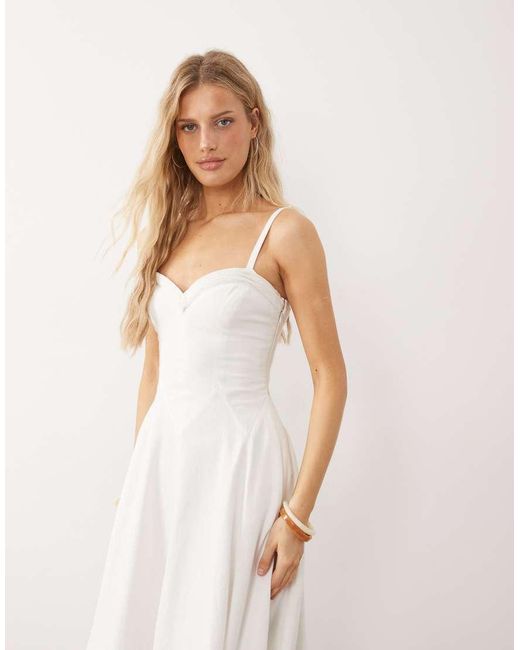 Free People White Drop Waist Midi Dress