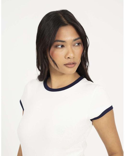 Brave Soul White Cotton Rich Contrast Trim T-Shirt