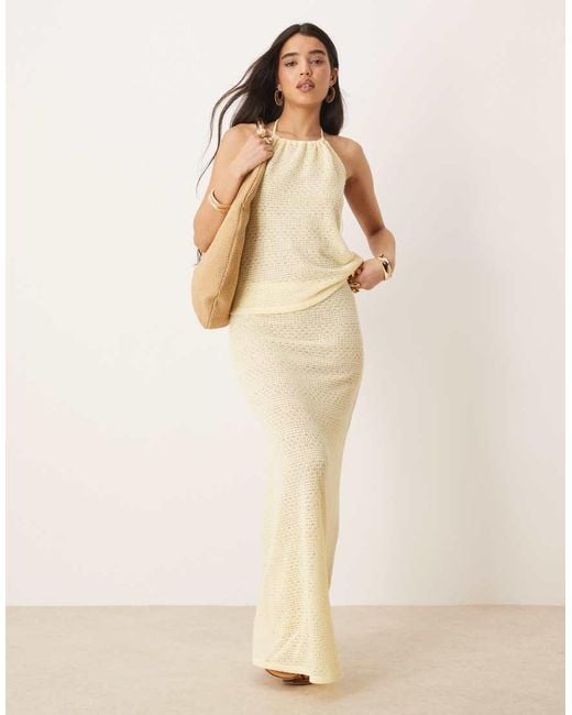 Gina Tricot Natural Co-Ord Maxi Relaxed Fit Crochet Skirt