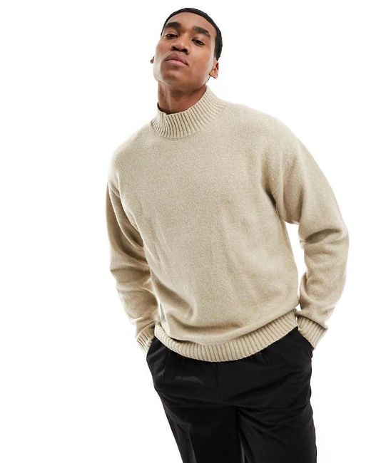 Jack Jones Premium High Neck Oversize Sweater in White for Men Lyst UK