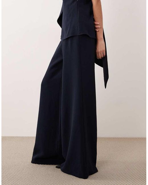 ASOS Blue Tailored High Waist Corset Detail Palazzo Trousers Co-Ord