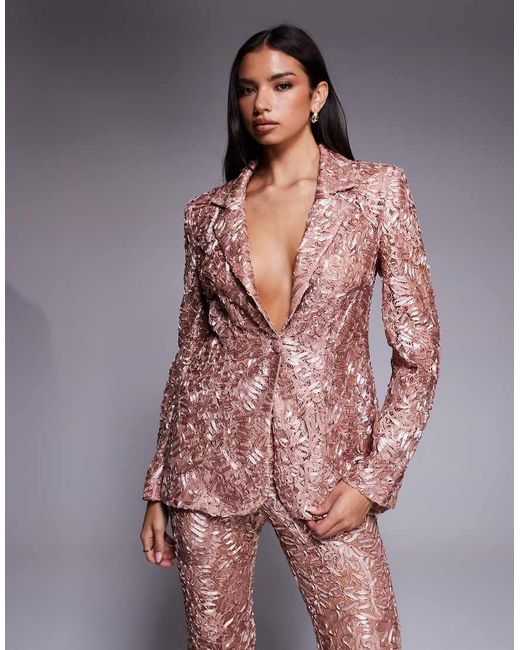 ASOS Pink Lace Tailored Blazer Co-ord