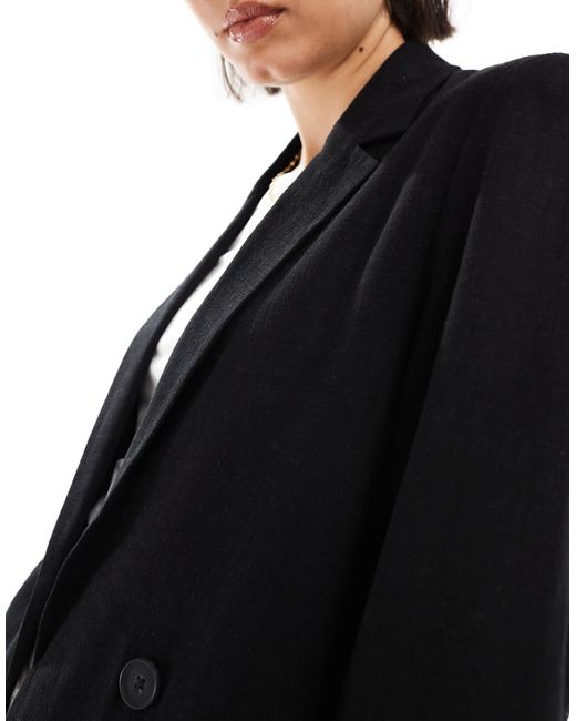 Stradivarius Black Linen Look Blazer