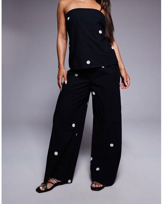 River Island Blue Printed Polka Dot Trousers